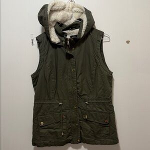 Women's Olive Green Hooded Vest